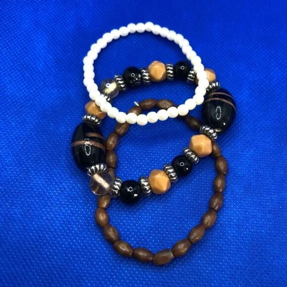 BOHO Beaded Stretch Bracelets Set of 3 - Picture 3 of 6